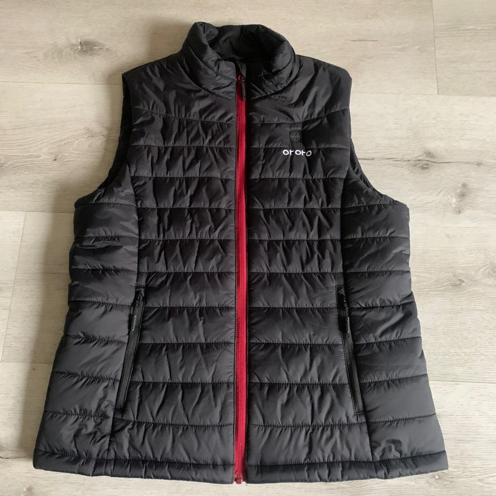 Ororo Mens Heated Puffer Vest Black Red Full Zip Insulated Quilted‎ Medium M